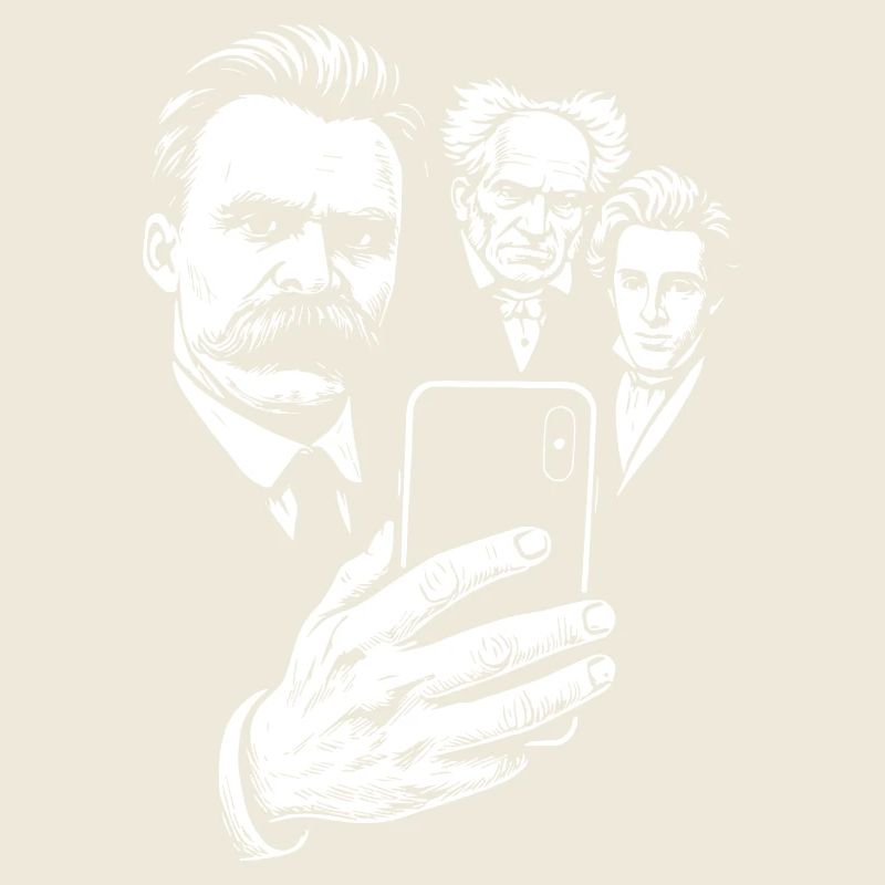 Selfie de Nietzsche avec Schopenhauer et Kierkegaard