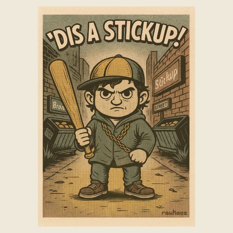 Petit gars dans une ruelle avec une batte de baseball