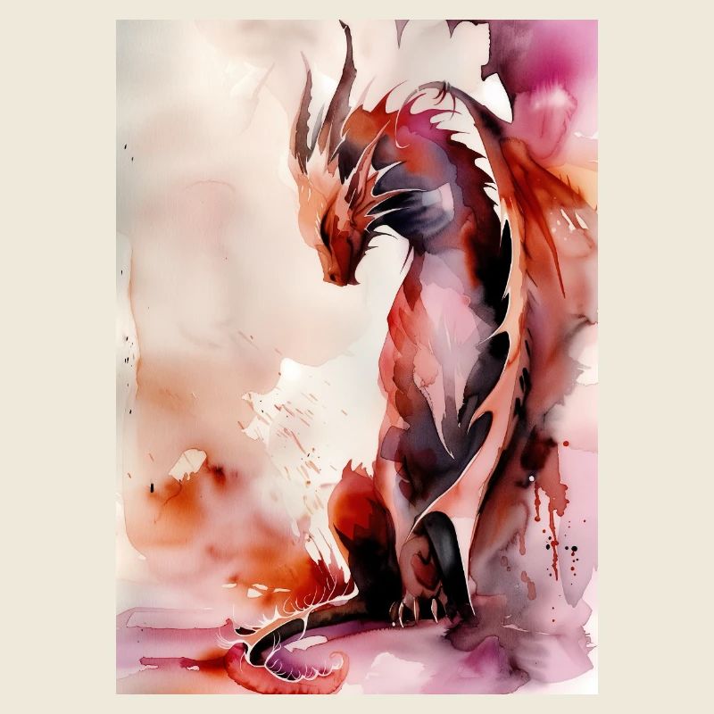 Red Watercolor Dragon