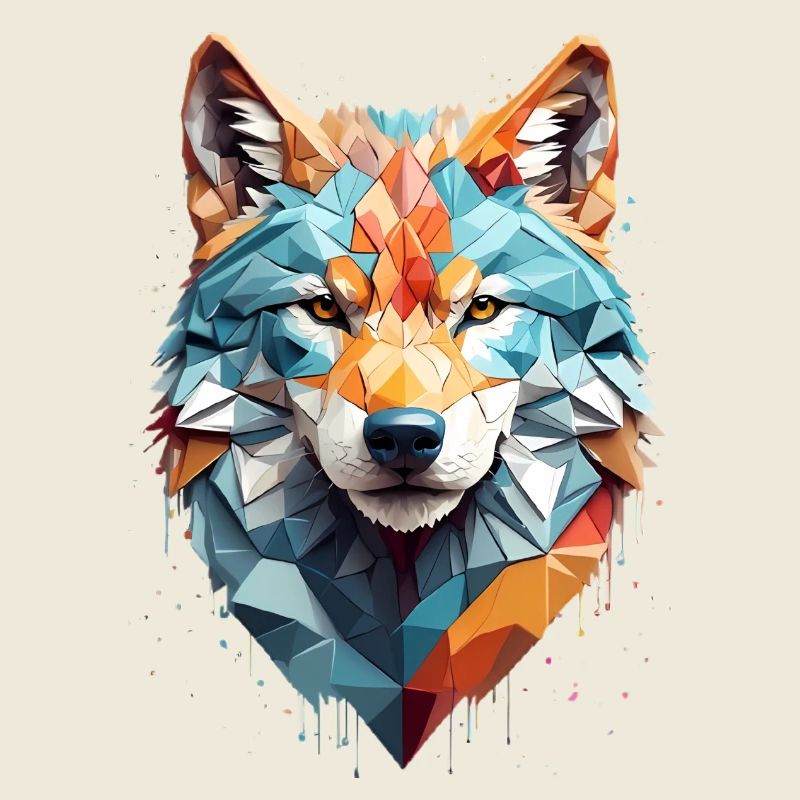 Tête de loup géométrique