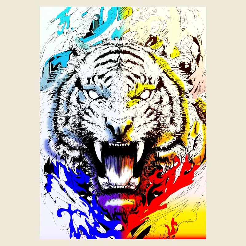 Tigre éclatant en couleurs libres