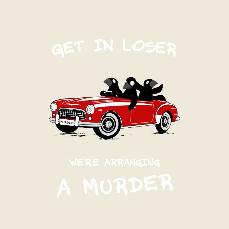 Roter Cabrio Crime Meme Raben