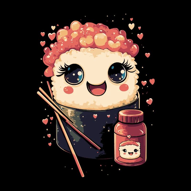 Cute kawaii sushi roll