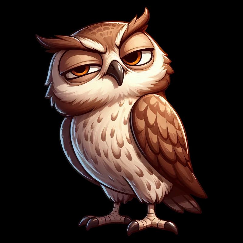 Skeptical Naughty Funny Cartoon Owl
