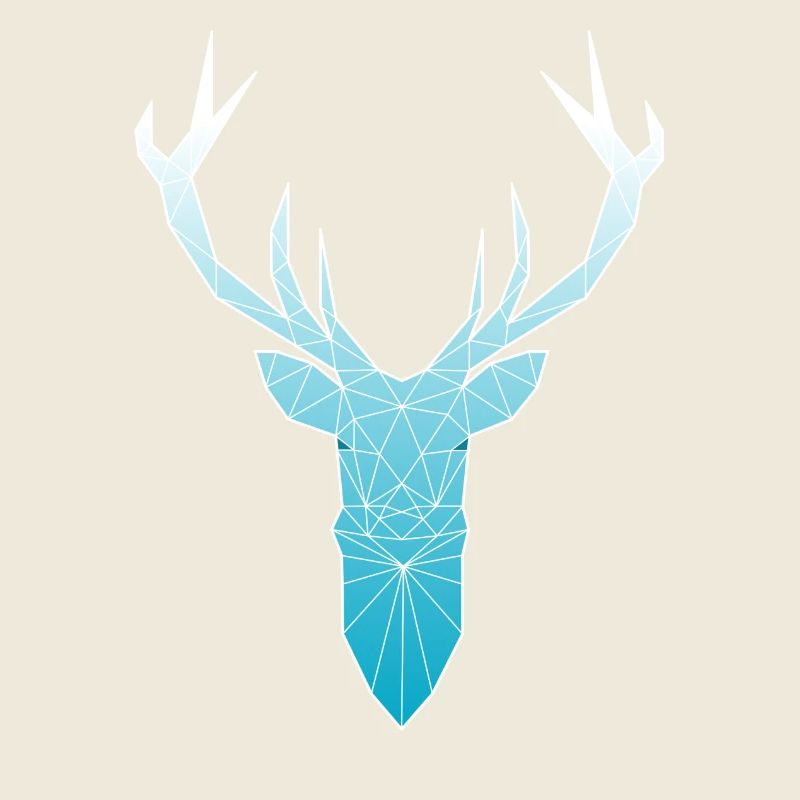 Tête de cerf dans la conception triangle (bleu clair)