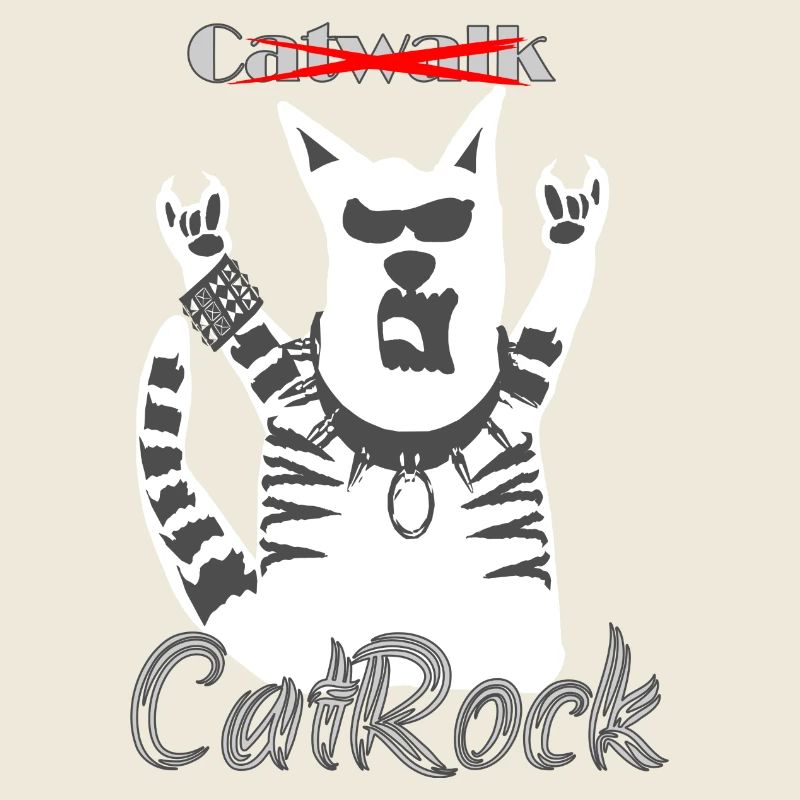 Witzige Katze Pommesgabel Heavy Metal