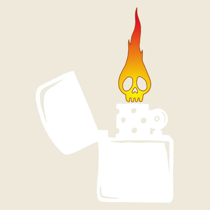 flaming skull and white lighter