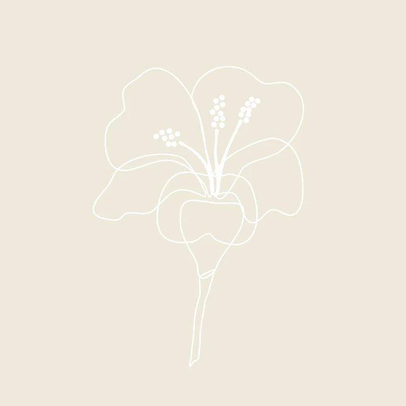 Hibiscus flower simple line art (white)