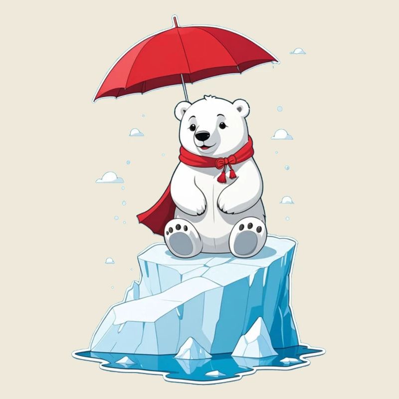 Eisbär, Eis & Sonnenschirm