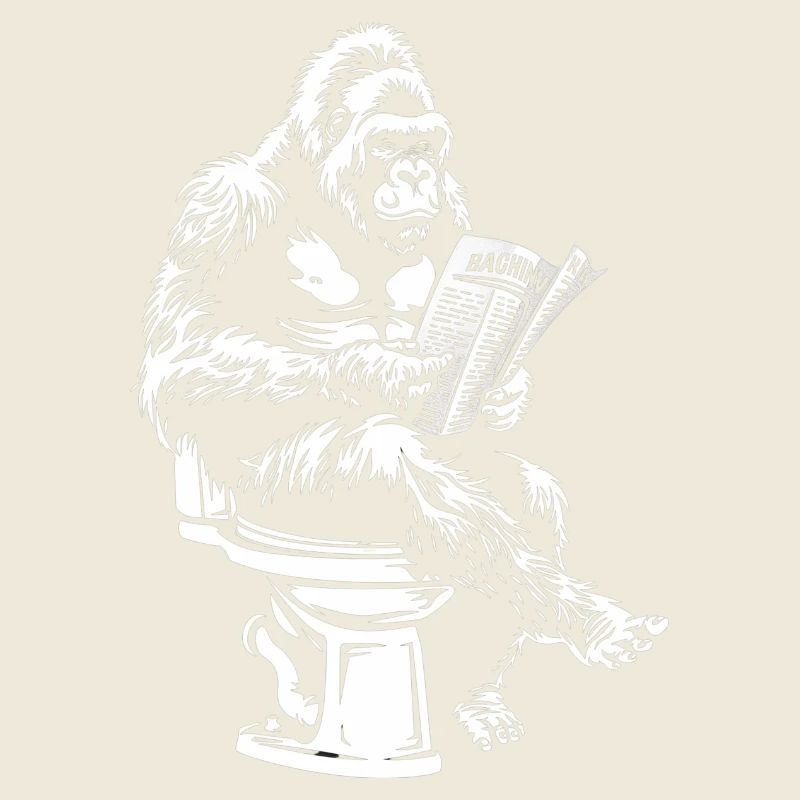 Thoughtful gorilla reading newspaper