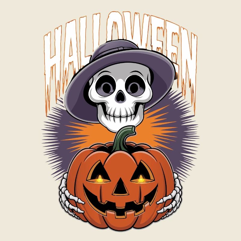 Halloween Skelett mit Laterne Kürbis