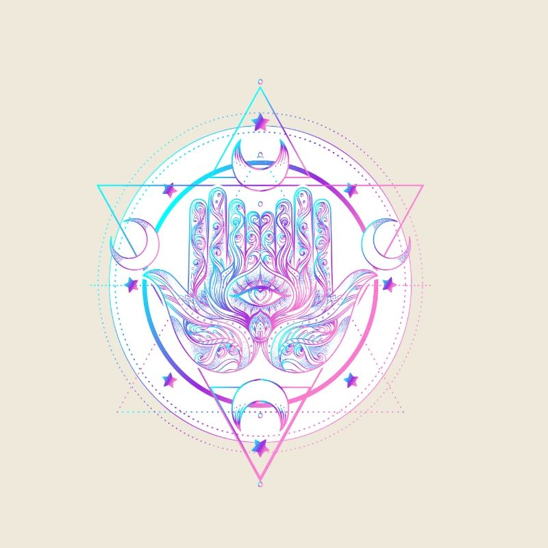 Mystical Astral Hand with Eye Design