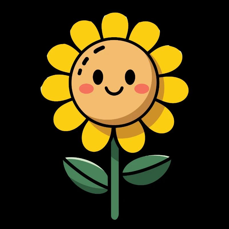 Fleurs de tournesol douces style bande dessinée