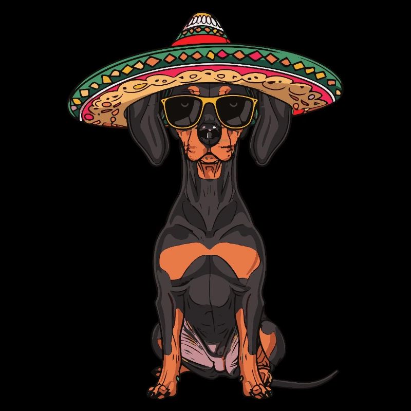 Dobermann Hund Lustig Sombrero