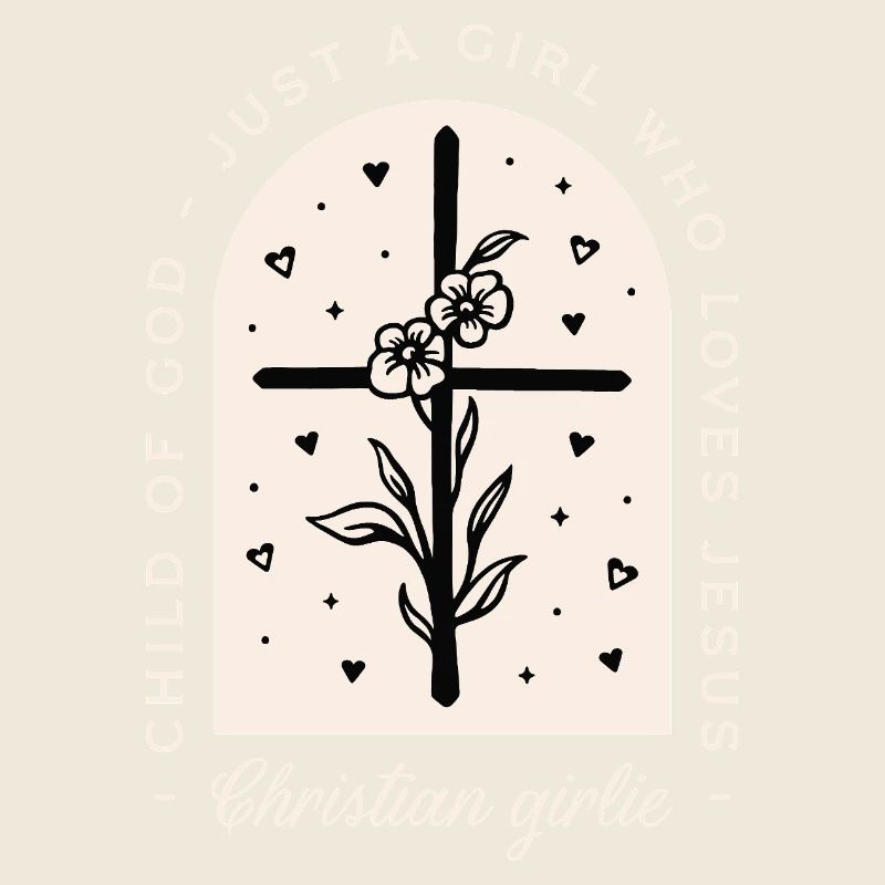 Fille chrétienne drôle Jésus cite croix noire