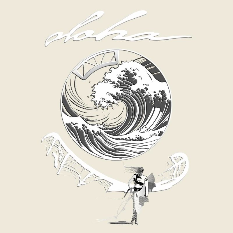 Aloha Wave Circle Surfer Motif