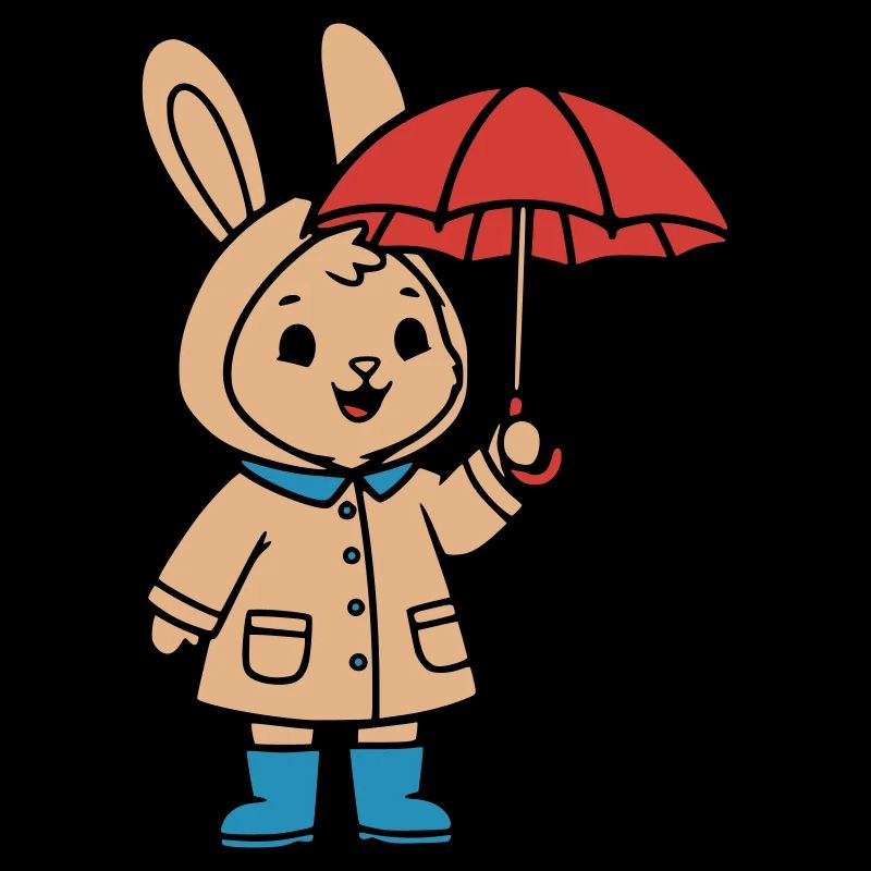 Cute Bunny Raincoat Umbrella Vector