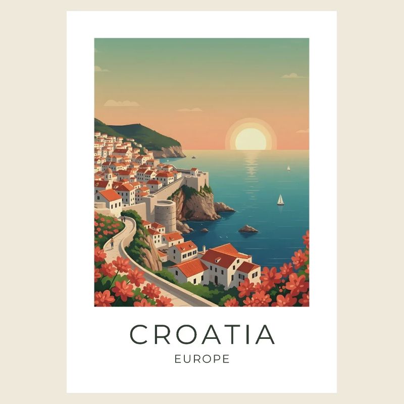 Coucher de soleil de l’Idylle côtier croate