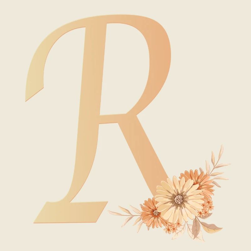 Buchstabe R mit Blumen