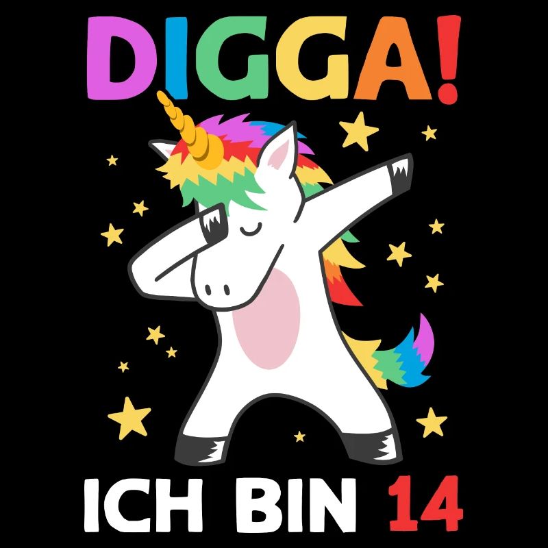 Digga Ich Bin 14 Jahre 14. Geburtstag Einhorn