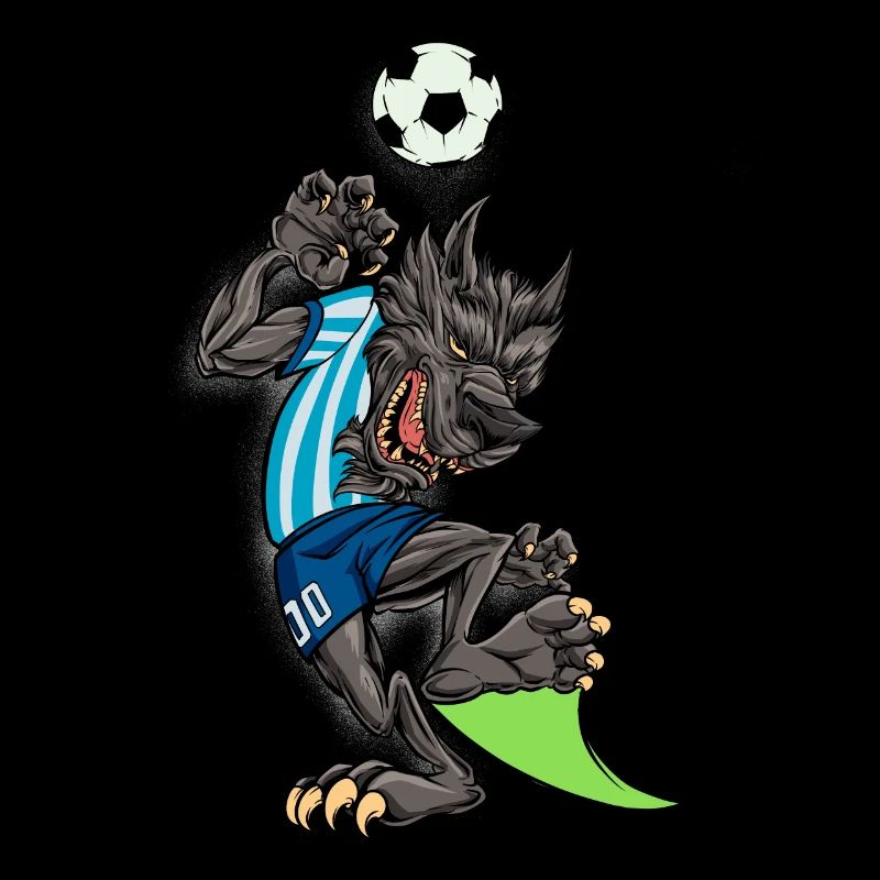 Comic Wolf spielt Fußball