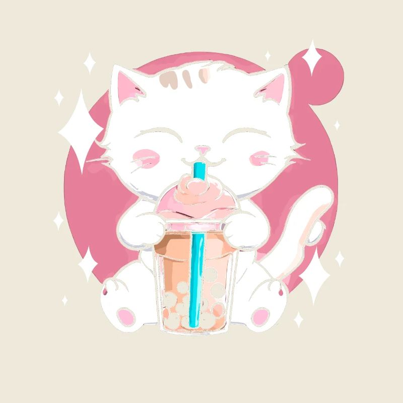 Kawaii Bubble Tea Cat Boba Milk