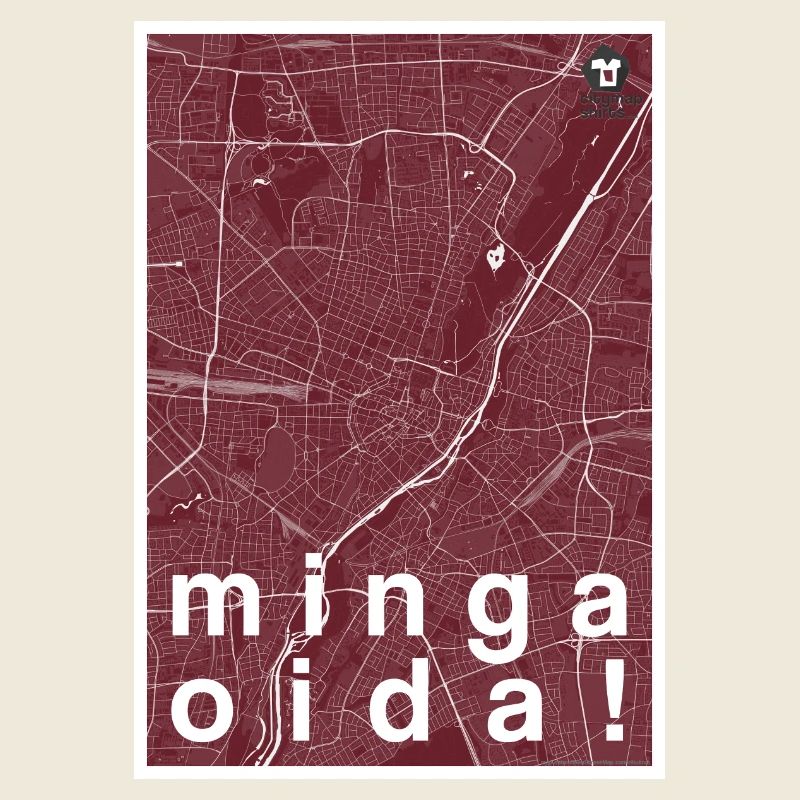 Munich hipster carte de la ville rouge minga oida!