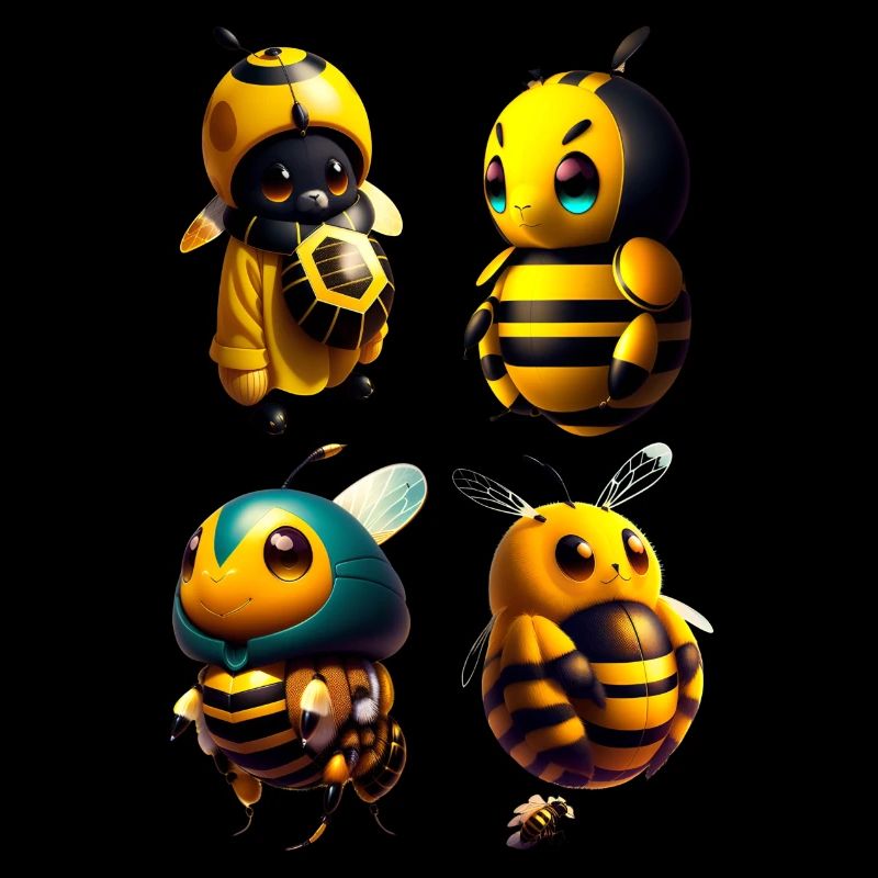 kawaii happy bees