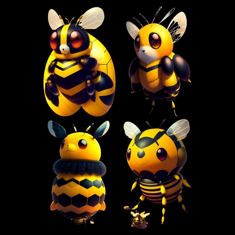 Abeilles volantes kawaii