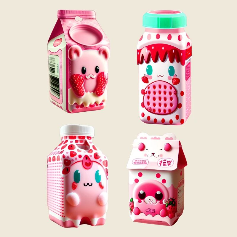 kawaii erdbeere milch karton lecker