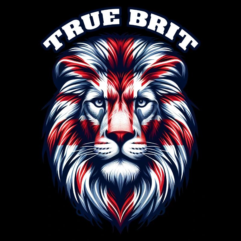 Union Jack Drapeau du Royaume-Uni Lion Face Grande-Bretagne Roi
