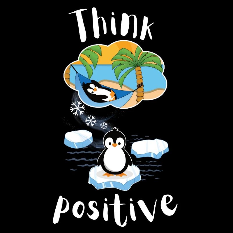 Think positive Motivation Relax Pinguin am Strand
