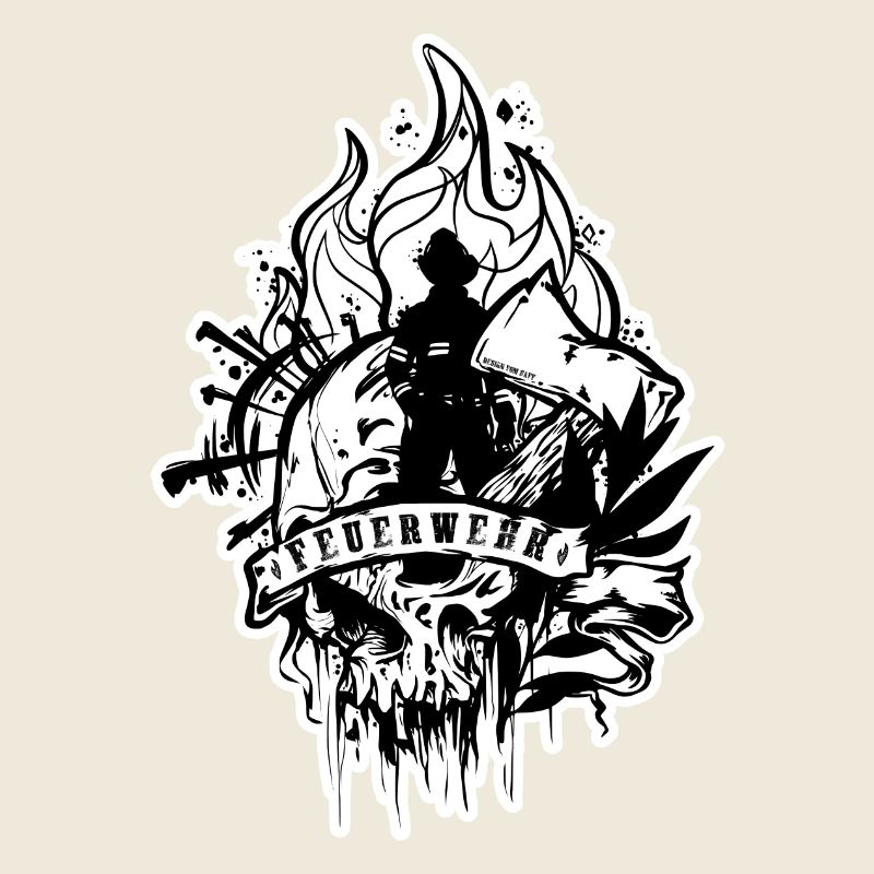 Fire Brigade Flames Skull Firefighter