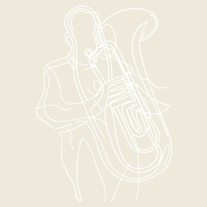 Dessin au trait du joueur de tuba