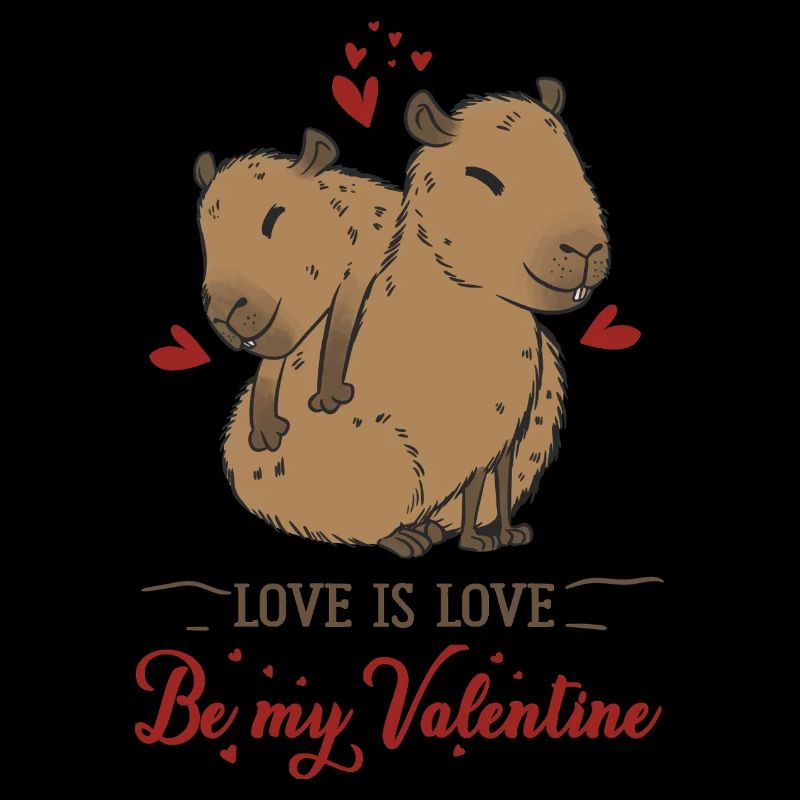 Love motif with two capybara babies