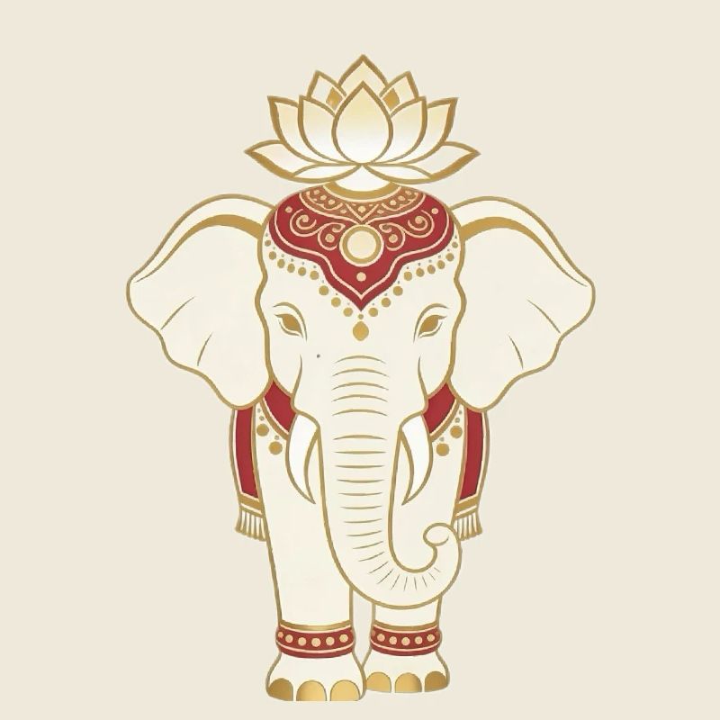 Éléphant mandala doré et lotus