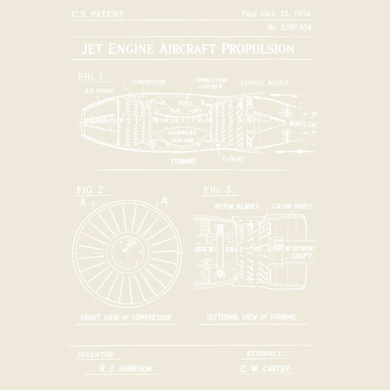 Jet Engine Aircraft Propulsion Blueprint patent.