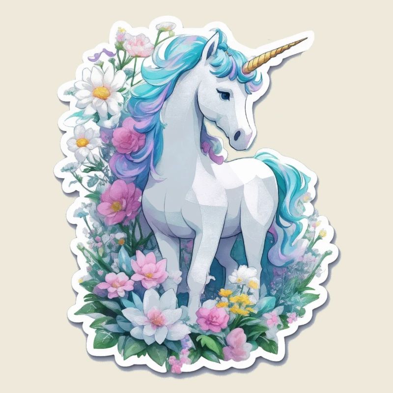 Einhorn im Blumengarten