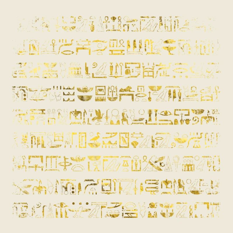 Golden Egyptian hieroglyphs pattern