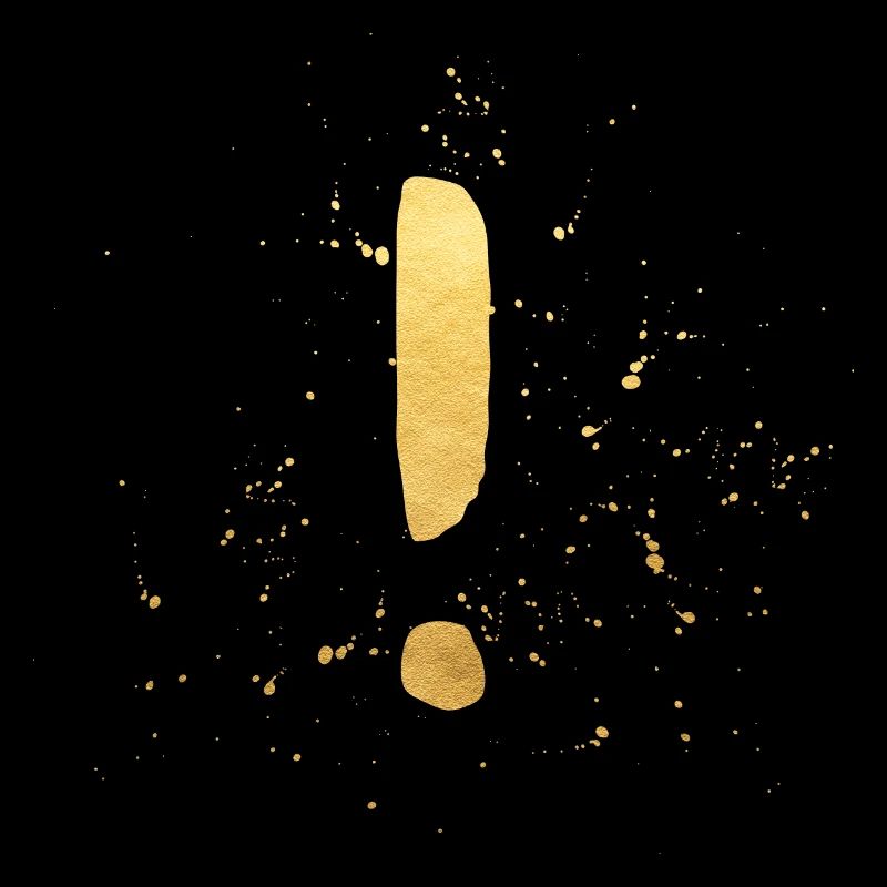 Point d'exclamation! icône de décoration d'or et cadeau