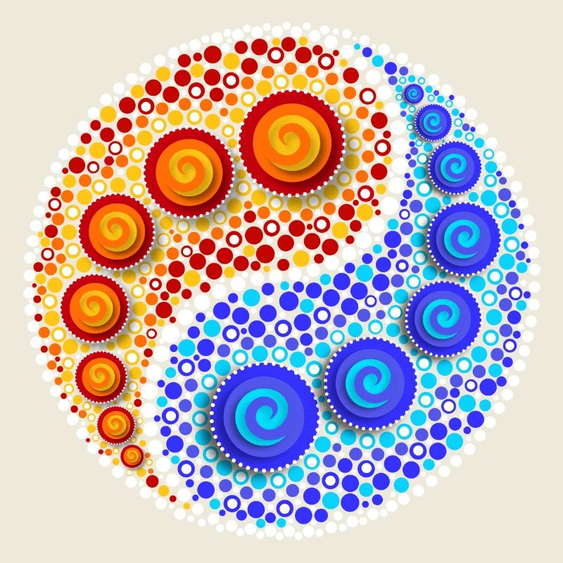 Yin Yang, Elemente, Punkt Muster, Mosaik, Spirale