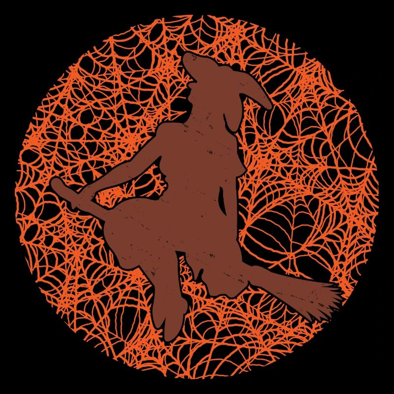 Spooky Spider Web Witchcraft Broomstick Halloween