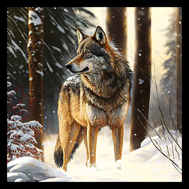 Wolf im Schneebedeckten Wald