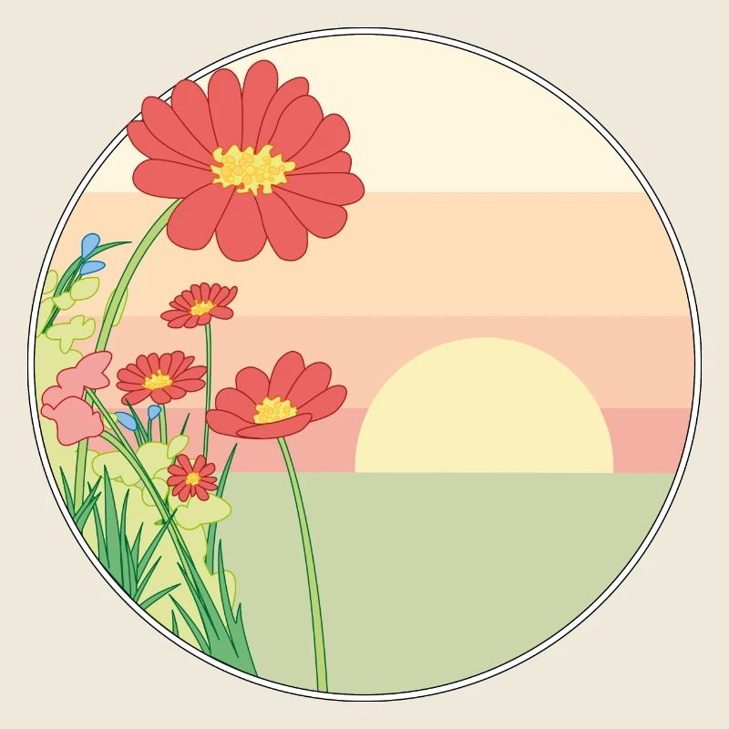 Fleurs des champs au lever du soleil sans texte