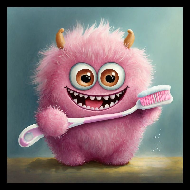mignon petit monstre moelleux brosse à dents brosse à dents dents