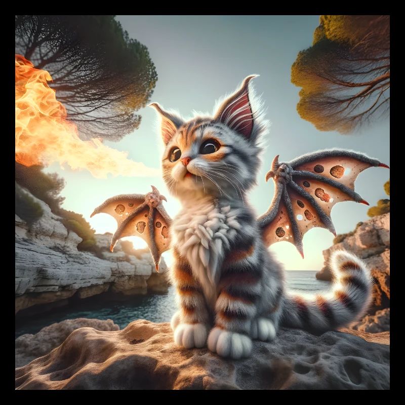 Feuerspeiendes Kätzchen Drache #01