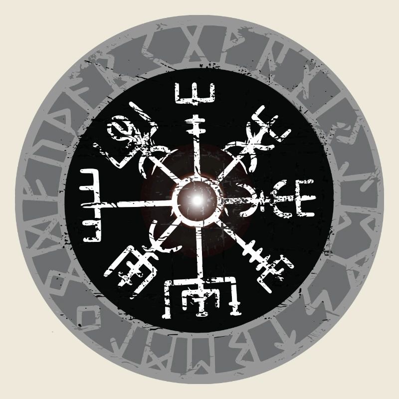 Weißer Wikinger Kompass Valhalla Vegvisir