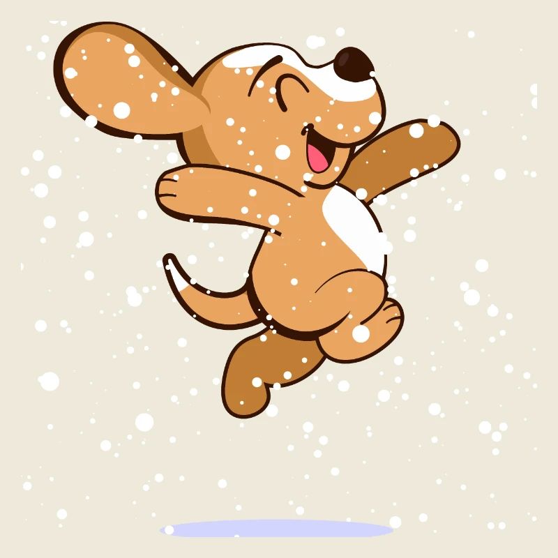 Glücklicher Beagle im Schnee