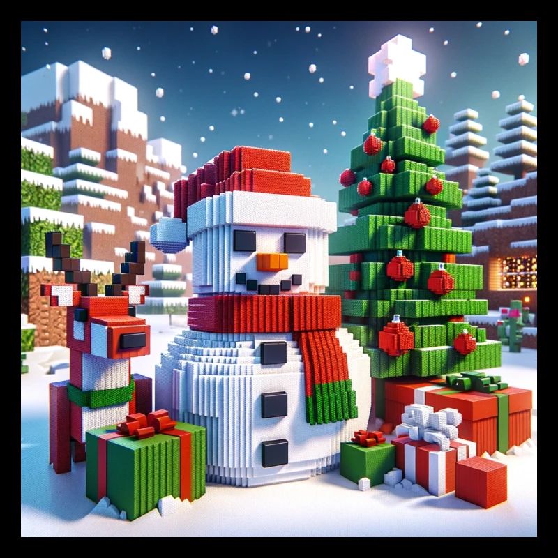 Snowman pixel christmas
