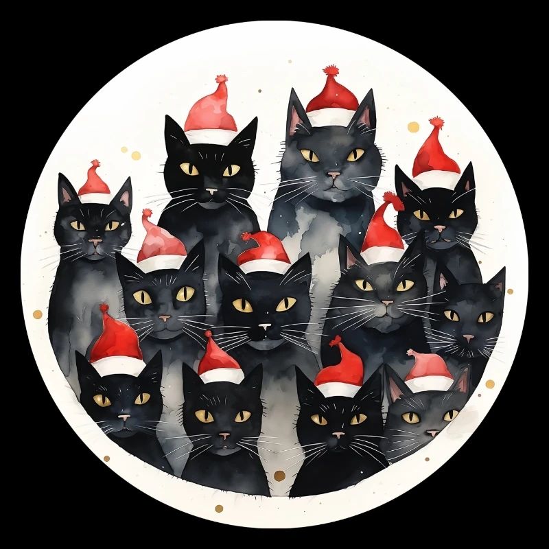 Aquarelle Chats de Noël